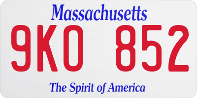 MA license plate 9KO852