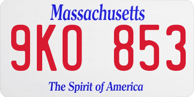 MA license plate 9KO853