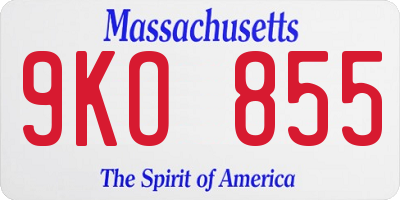 MA license plate 9KO855