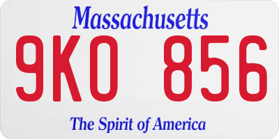 MA license plate 9KO856