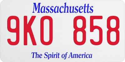 MA license plate 9KO858