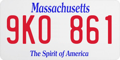 MA license plate 9KO861