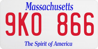MA license plate 9KO866