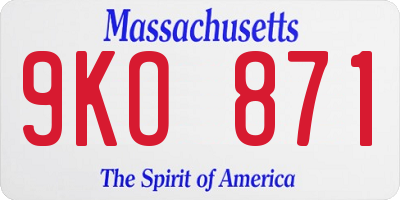 MA license plate 9KO871