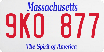 MA license plate 9KO877
