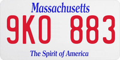MA license plate 9KO883