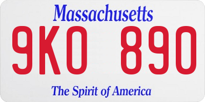 MA license plate 9KO890