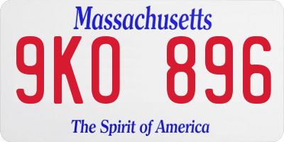 MA license plate 9KO896