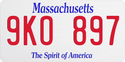 MA license plate 9KO897