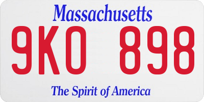 MA license plate 9KO898