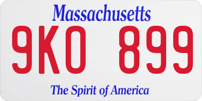 MA license plate 9KO899
