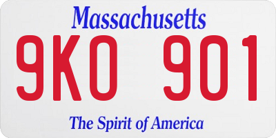 MA license plate 9KO901