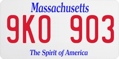 MA license plate 9KO903