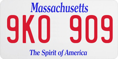 MA license plate 9KO909