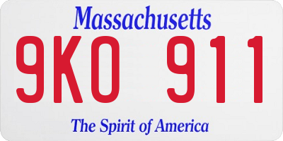 MA license plate 9KO911