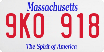 MA license plate 9KO918