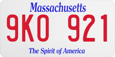 MA license plate 9KO921