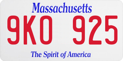 MA license plate 9KO925