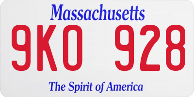 MA license plate 9KO928