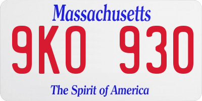 MA license plate 9KO930