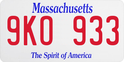 MA license plate 9KO933