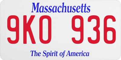 MA license plate 9KO936