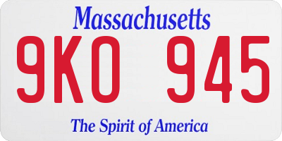 MA license plate 9KO945
