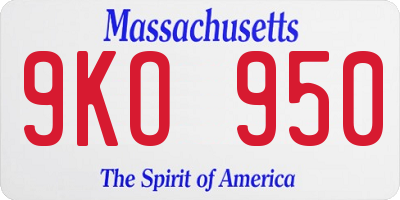 MA license plate 9KO950