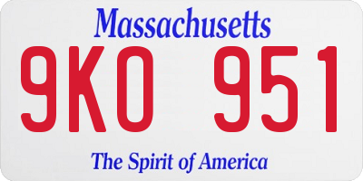 MA license plate 9KO951