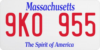 MA license plate 9KO955