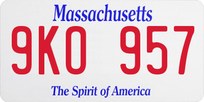 MA license plate 9KO957