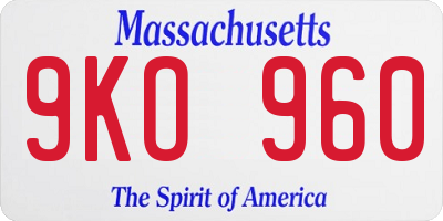 MA license plate 9KO960