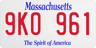 MA license plate 9KO961