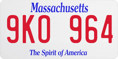 MA license plate 9KO964