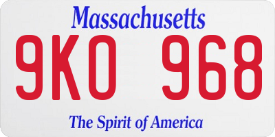 MA license plate 9KO968