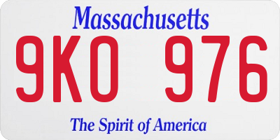 MA license plate 9KO976