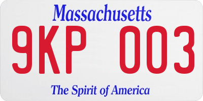 MA license plate 9KP003