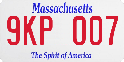 MA license plate 9KP007
