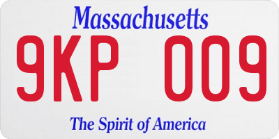 MA license plate 9KP009