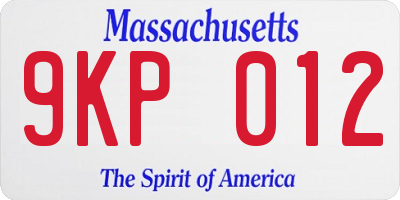 MA license plate 9KP012