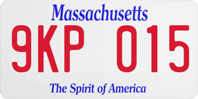 MA license plate 9KP015