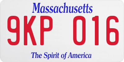 MA license plate 9KP016
