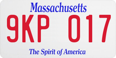 MA license plate 9KP017