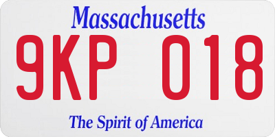 MA license plate 9KP018