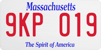 MA license plate 9KP019
