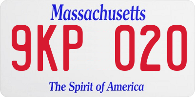 MA license plate 9KP020