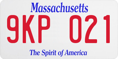 MA license plate 9KP021