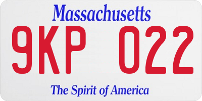 MA license plate 9KP022