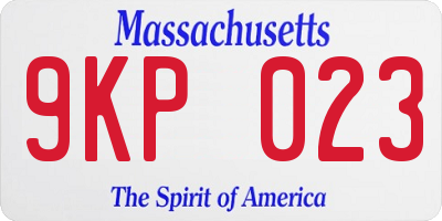 MA license plate 9KP023