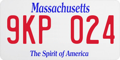 MA license plate 9KP024